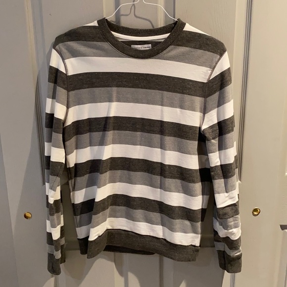Generic Frame Other - Gray and White Striped Crewneck Sweater
